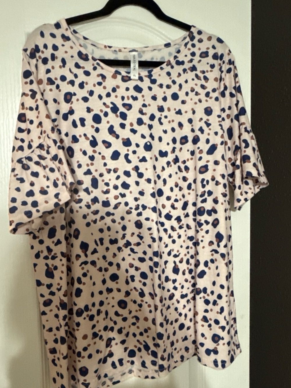 Tickled Teal Pink Short Sleeve Animal Spot Top